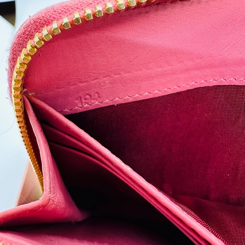 Miu Miu Glossy Orange Patent Zip Wallet